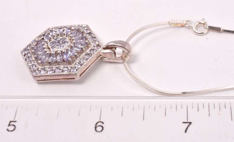 Frosty Purple Gemstone Pendant Necklace in Sterling Silver