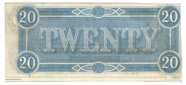 Choice CU 1864 Confederate States of American $20 note (T-67)