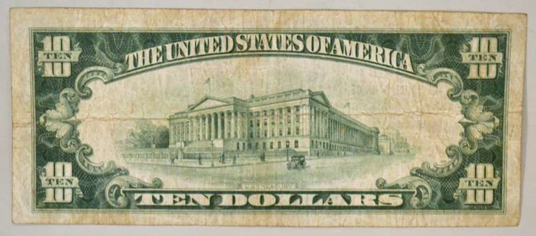 $ 10 First National Bank Brandon Vermont Series 1929 Series National Currency Note