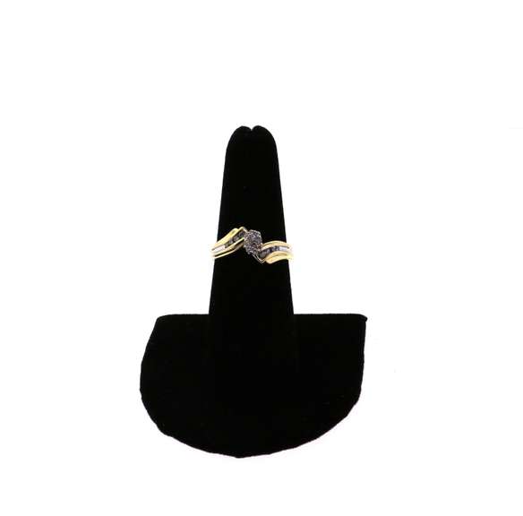 Pretty Oval Cluster Diamond Ring with Channel Set Diamonds and 14k Gold