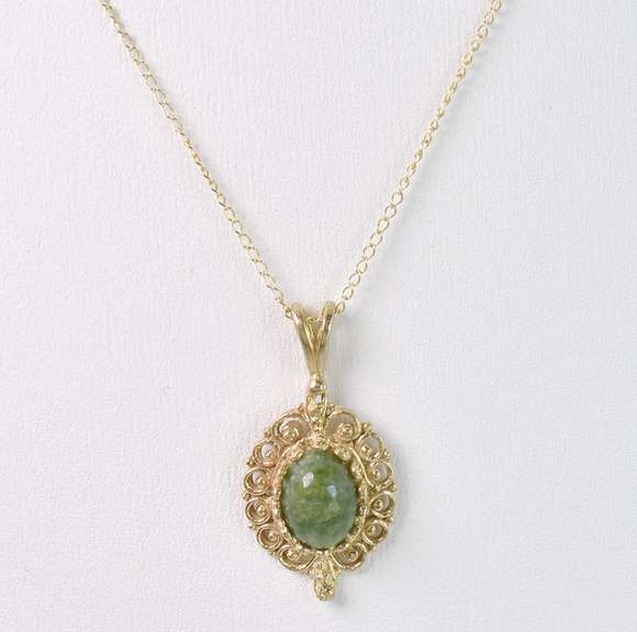 Gorgeous Green Gemstone Pendant Necklace in 14K Yellow Gold