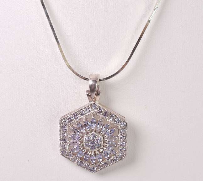 Frosty Purple Gemstone Pendant Necklace in Sterling Silver