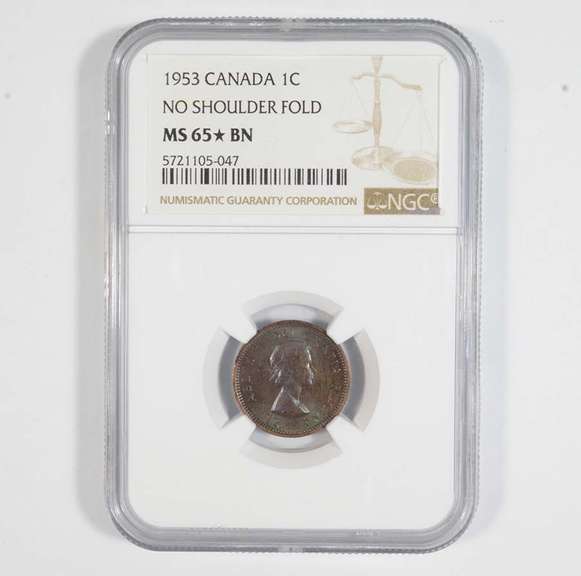 MS65* BN 1953 Canada 1 Cent - No Shoulder Fold NGC Insane Color
