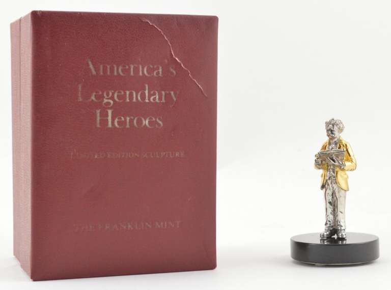 Mark Twain Heroes Gold On Sterling Sculpture 1976 Franklin Mint
