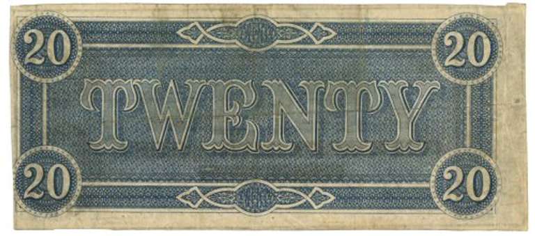 Nice AU 1864 Confederate States of American $20 note (T-67)