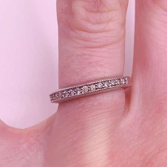 14kt Solid White Gold & Diamond Band Ring