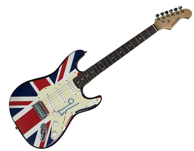 Oasis Noel Gallagher Autographed Signed Graphics British Flag Union Jack Guitar ACOA