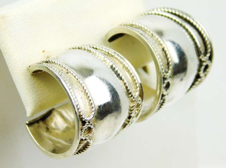 Wide Sterling Silver Hoop Earrings