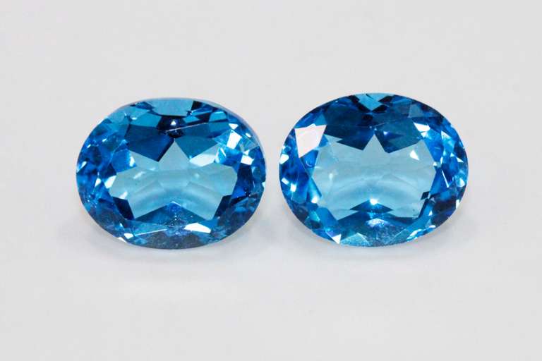Bright Sparkling Swiss Bue Topaz Pair - 9.45 cts.