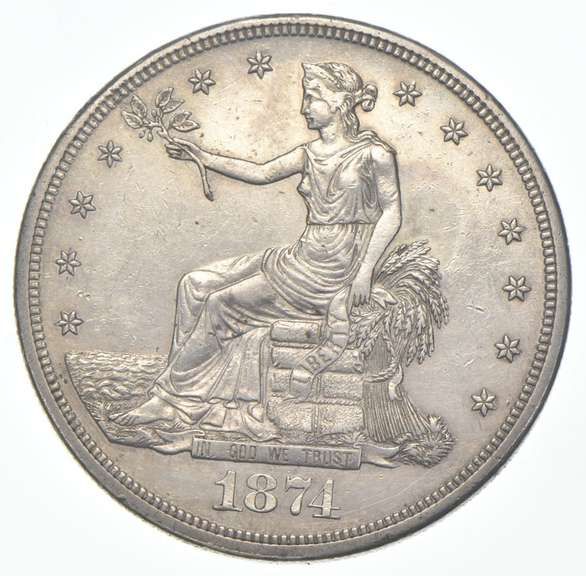 1874-CC Seated Liberty Trade Dollar