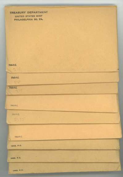 8 Unopened Silver US Proof Sets: 1960, 1962, 1963