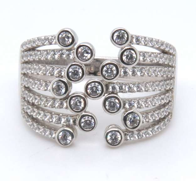 Sterling Silver Cubic Zirconia Adjustable Ring