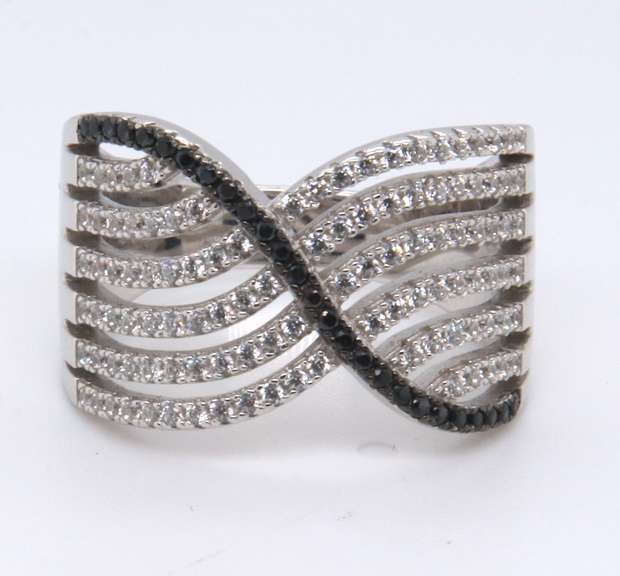 Sterling Silver Cubic Zirconia Cross over Ring