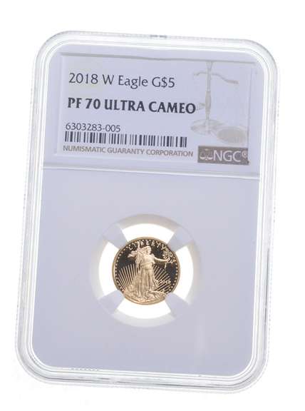 PF70 UCAM 2018-W $5 American Gold Eagle - Graded NGC