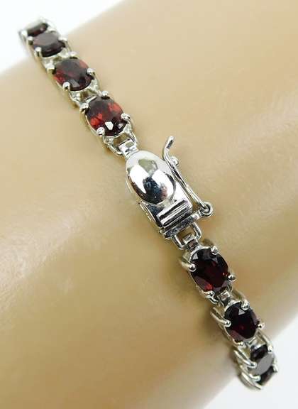 Sterling Silver Garnet Tennis Bracelet