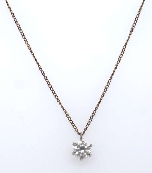 Sterling Silver CZ Pendant on Chain Necklace