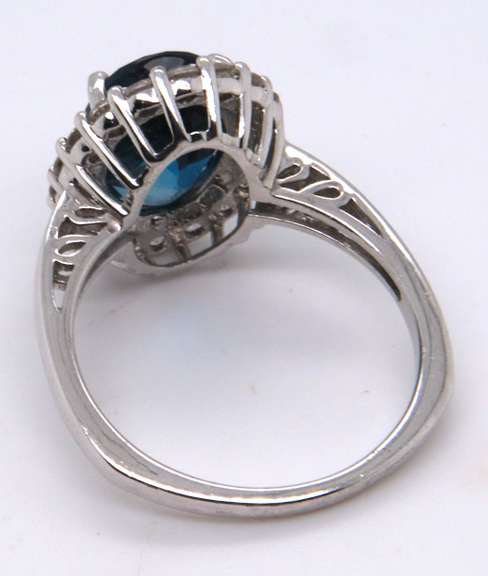 Sterling Silver Blue and White Cubic Zirconia Ring