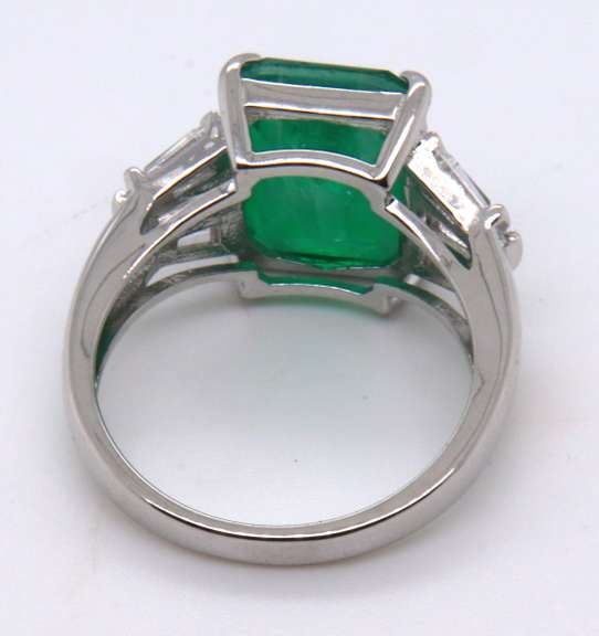 Green Cubic Zirconia Sterling Silver Ring