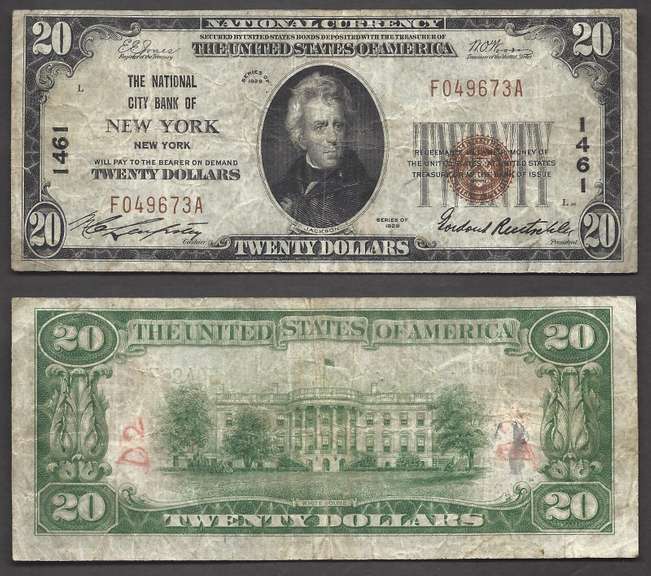 $20 1929-I NBN Ch 1461 New York NY