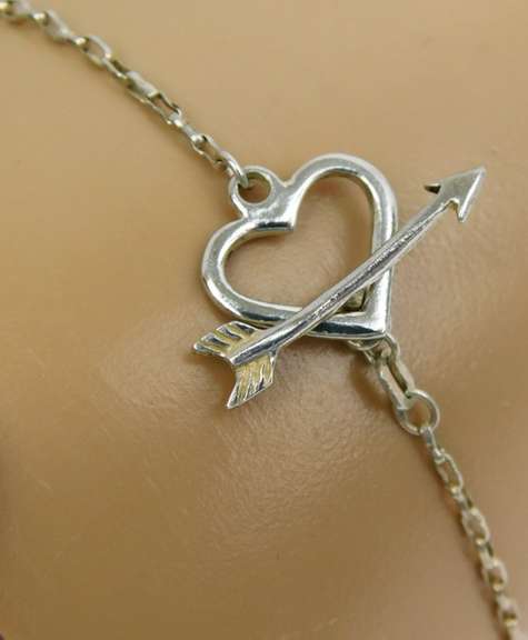 Sterling Heart & Arrow Ankle Bracelet
