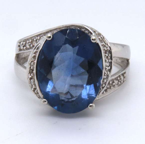 Sterling Silver Blue Cubic Zirconia Ring