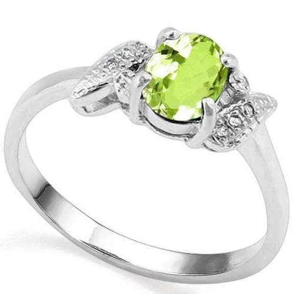 4/5 CT PERIDOT & DIAMOND 925 STERLING SILVER RING