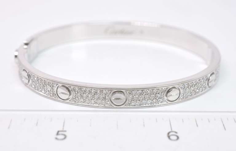 Incredible 18K White Gold Cartier Pave Diamond Bracelet