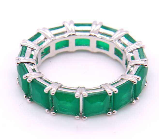 Sterling Silver Emerald Style Band