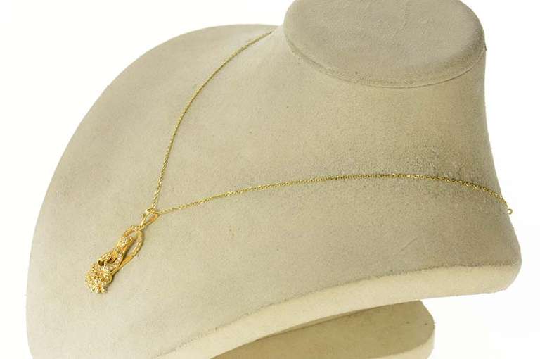 14K Yellow Gold Victorian Ornate Diamond Pious Lady Pendant