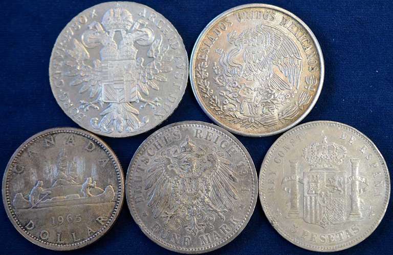 Lot Of 5 World Silver Coins.
