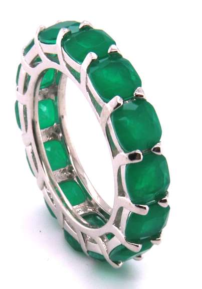 Sterling Silver Green Cubic Zirconia Band