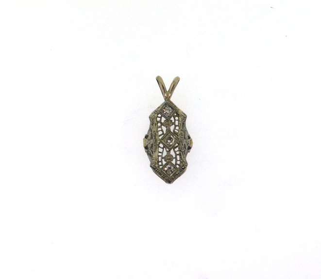 Byzantine Triple Diamond Pendant with 14k White Gold