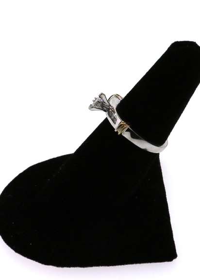 Beautiful Diamond Ring flanked by Channel Set Diamonds on a 14k White Gold Band