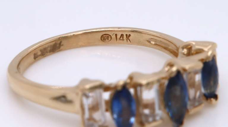 Gorgeous Blue and White Sapphire Yellow gold Ring