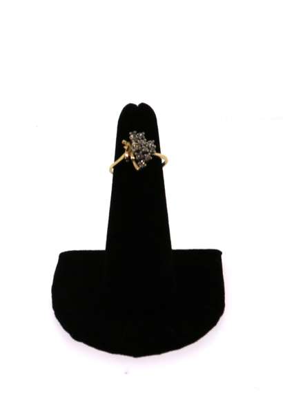 Stepped Square Diamond Cluster Ring with 14k Gold
