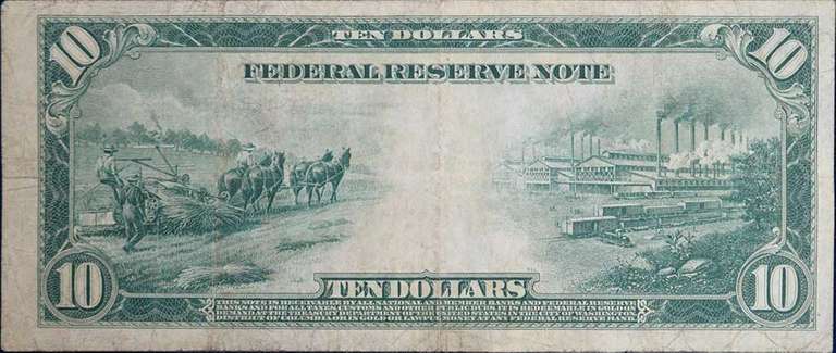 Series 1914 $10 Federal Reserve Note, Circulated. FR934