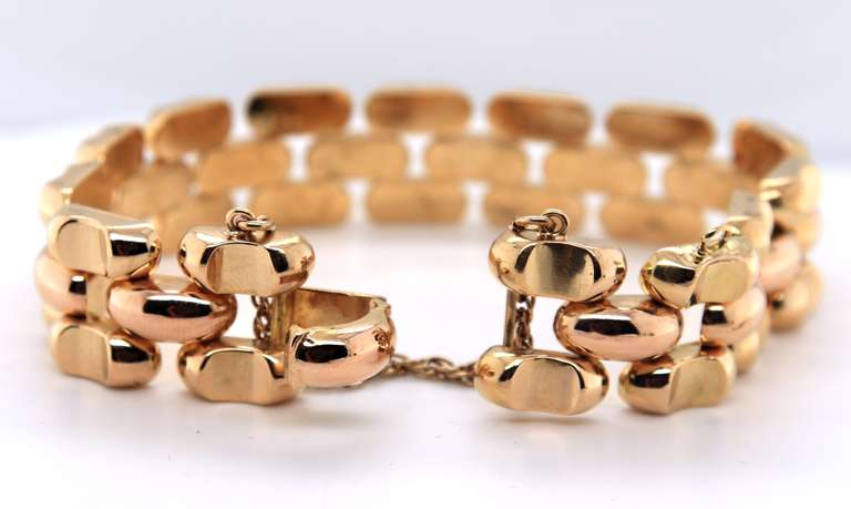Fancy 18kt Wide Gate Link Style Bracelet