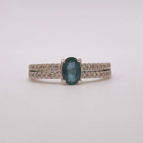 14kt Gold, Blue Sapphire, & Diamond Cocktail Ring