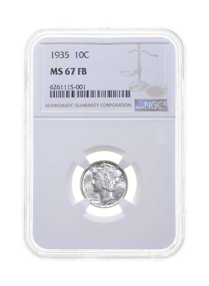 MS67 FB 1935 Mercury Silver Dime - Graded NGC