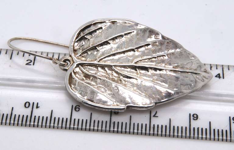 Sterling Silver Israel Leaf Earrings