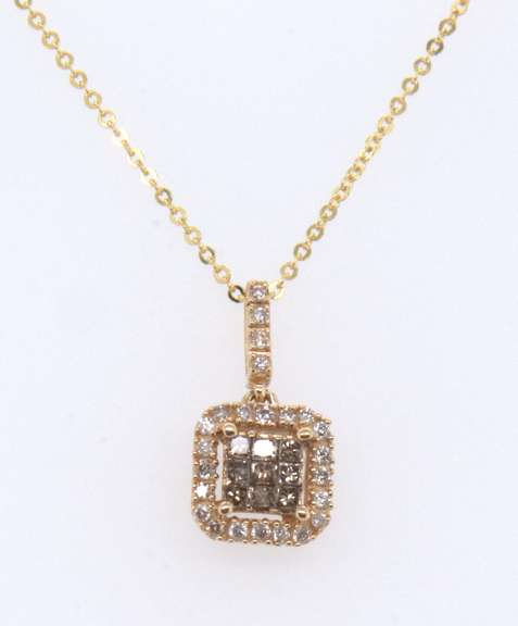 Divine Chocolate and White Diamond Pendant on Chain