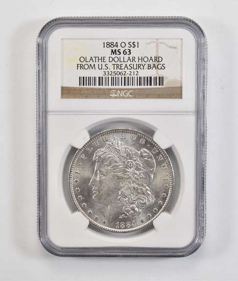 MS63 1884-O Morgan Silver Dollar Olathe Dollar Hoard Treasury Bags NGC