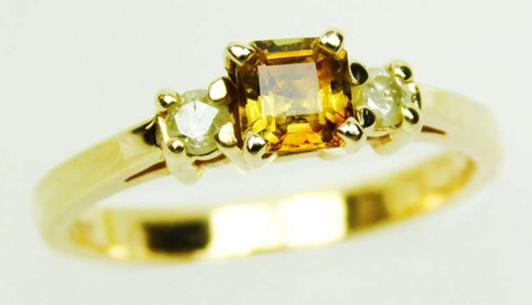 Citrine & Diamonds 14K Gold Ring, Size 8