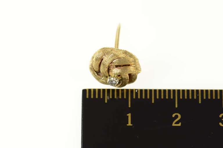 14K Yellow Gold Diamond Retro Knot Twist Classic Lapel Pin/Brooch