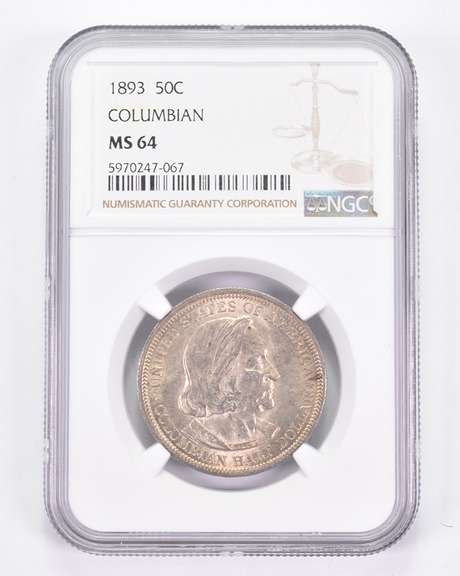 MS64 1893 Columbian Commemorative Half Dollar - Graded NGC