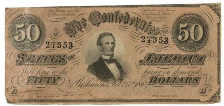 Collectible1864 $50 Confederate States of America Note (T-66)