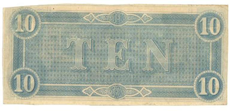 Crisp Unc 1864 $10 Confederate States of America Note (T-68)
