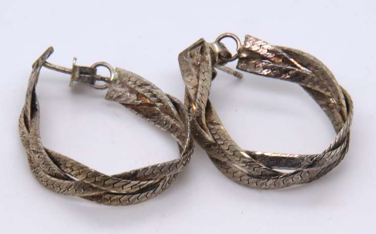 Vintage Sterling Silver Braided Earrings