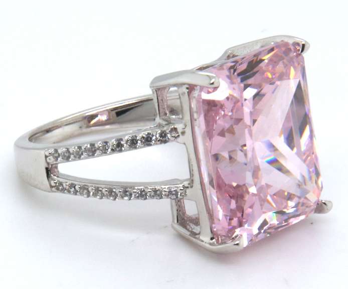 Sterling Silver Pink Cubic Zirconia Ring