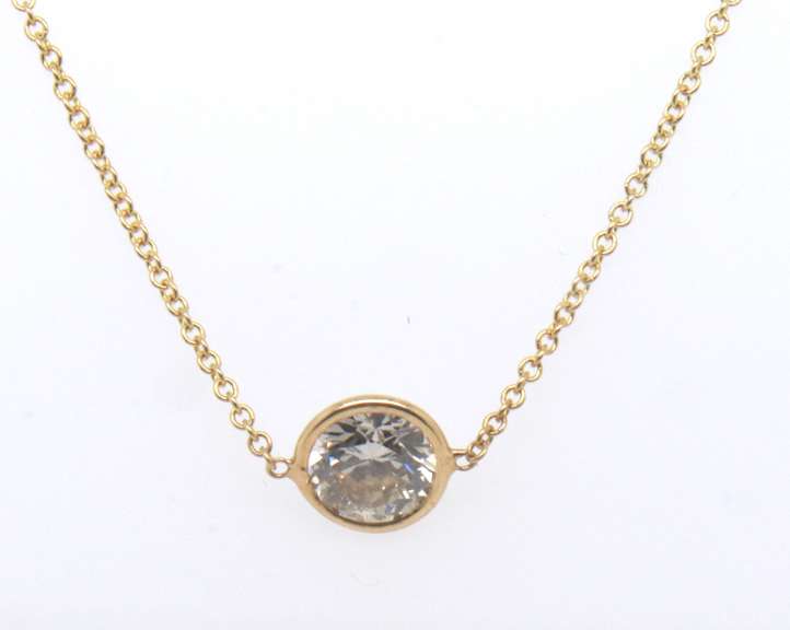 Pleasing Bezel Set Diamond Pendant on Chain Necklace